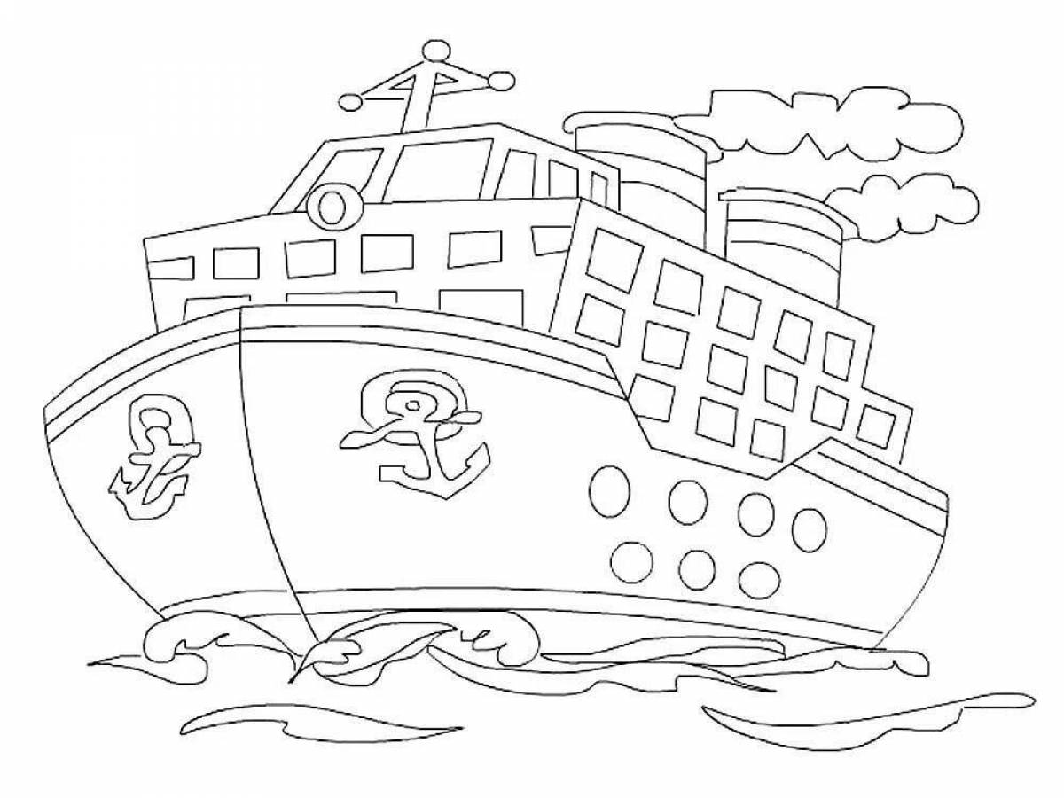 Забавная раскраска парохода