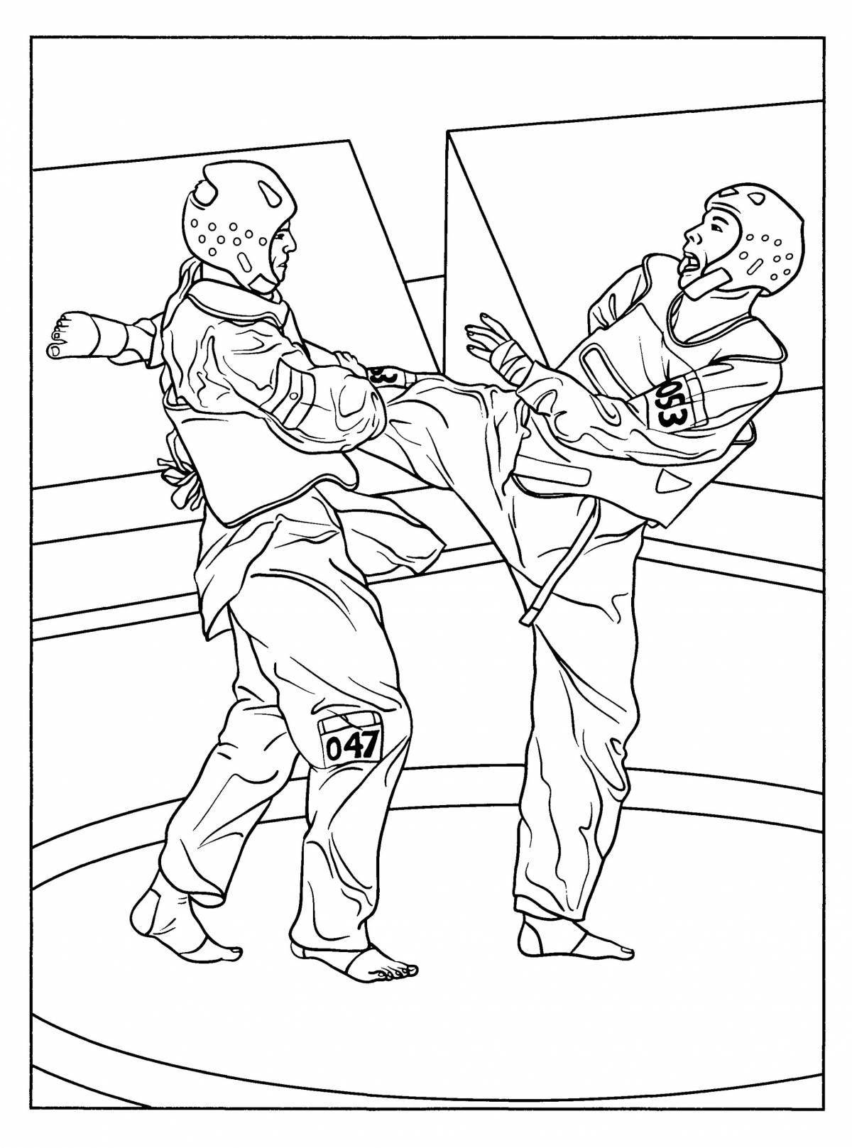 Attractive taekwondo coloring page