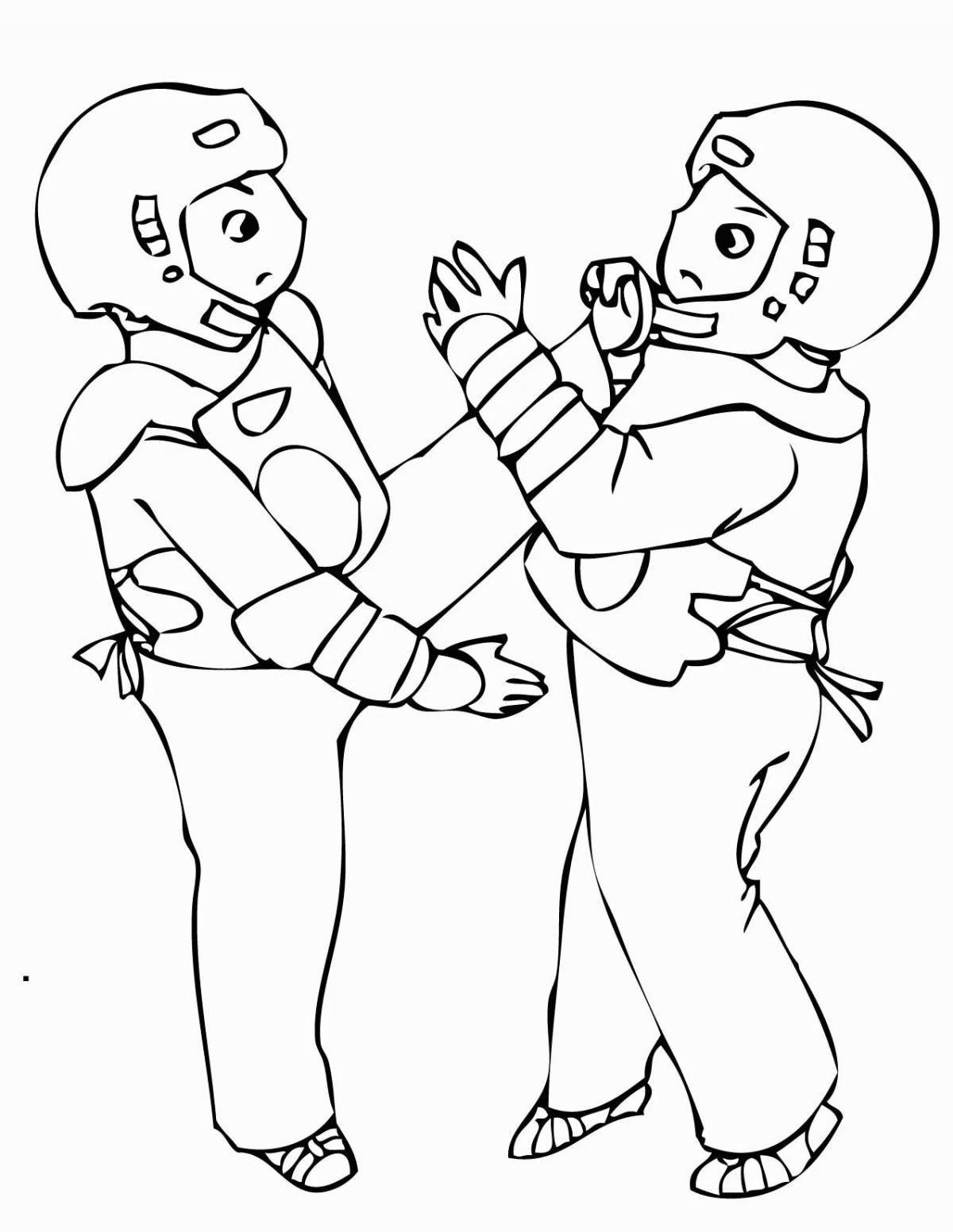 Taekwondo magic coloring page