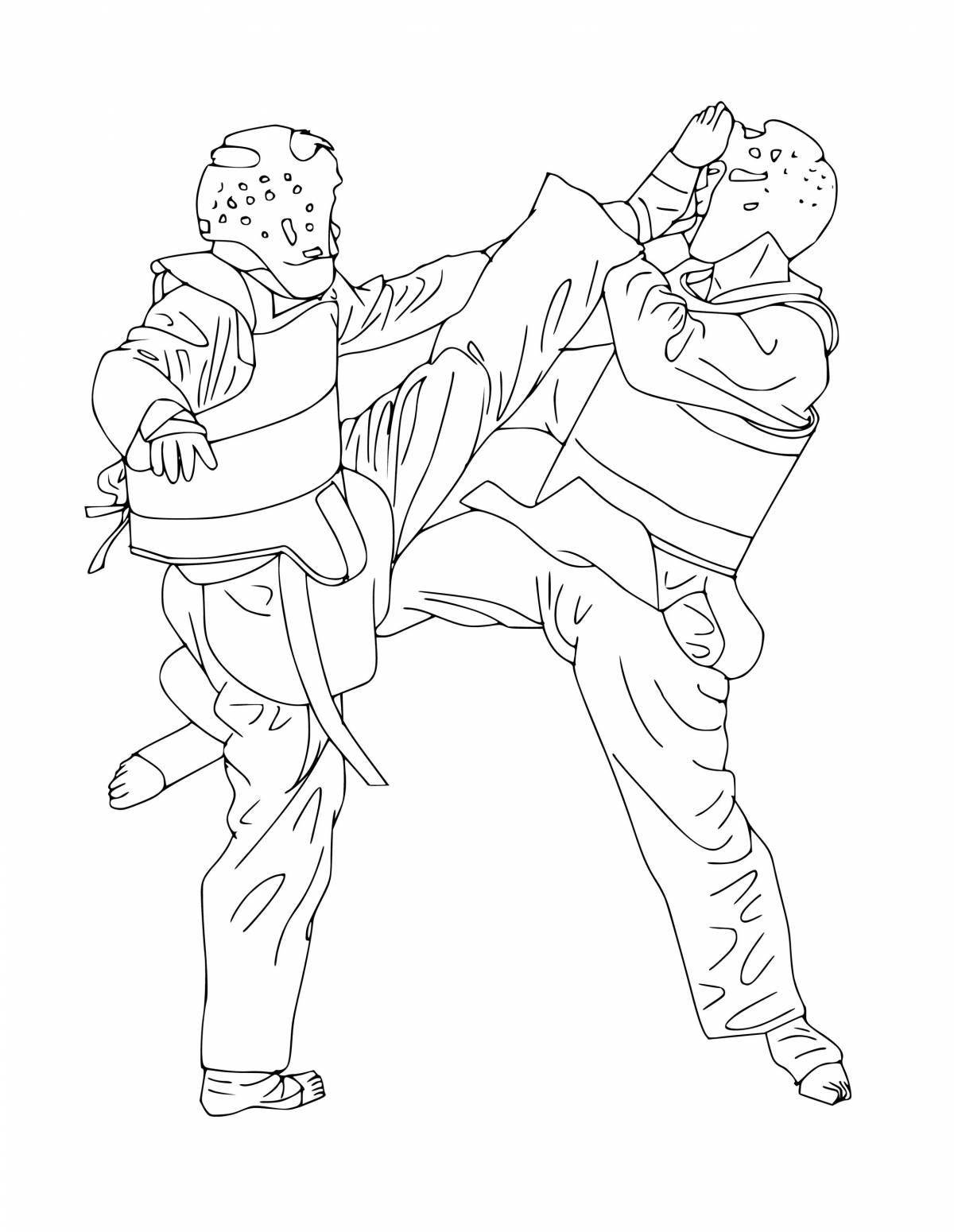 Glorious taekwondo coloring page