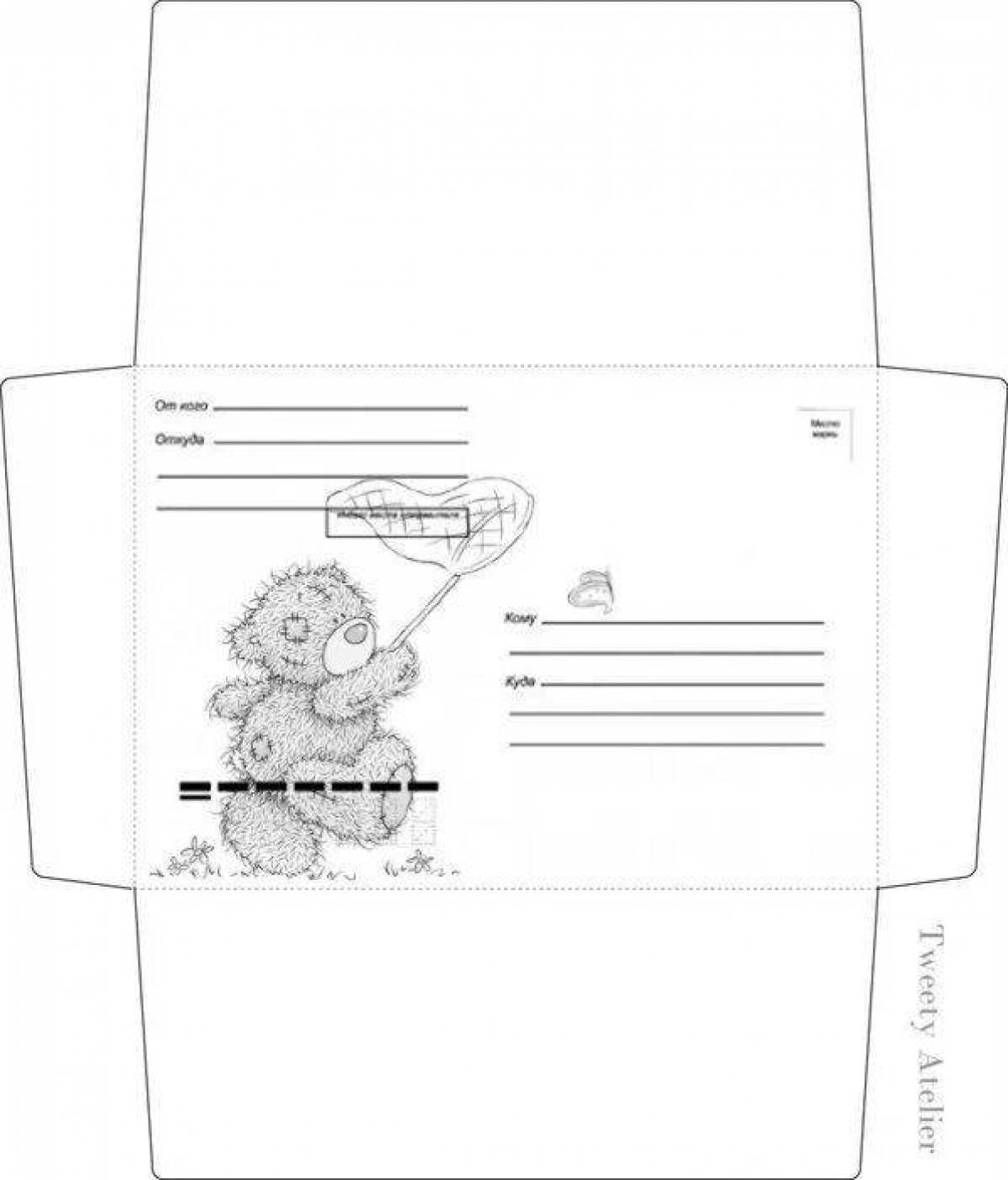 Adorable envelope coloring page