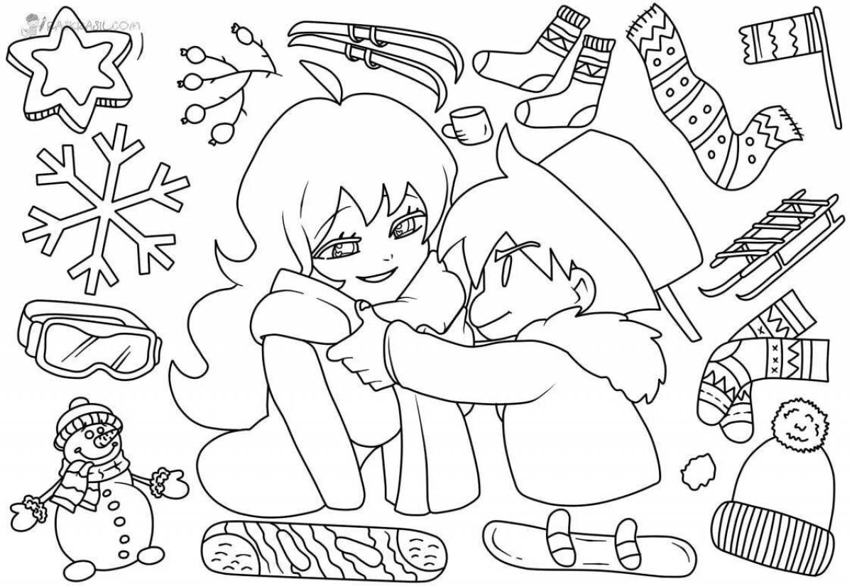 Adorable girlfriend coloring page