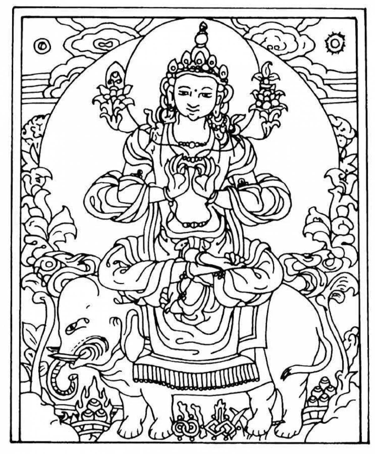 Amazing buddha coloring page
