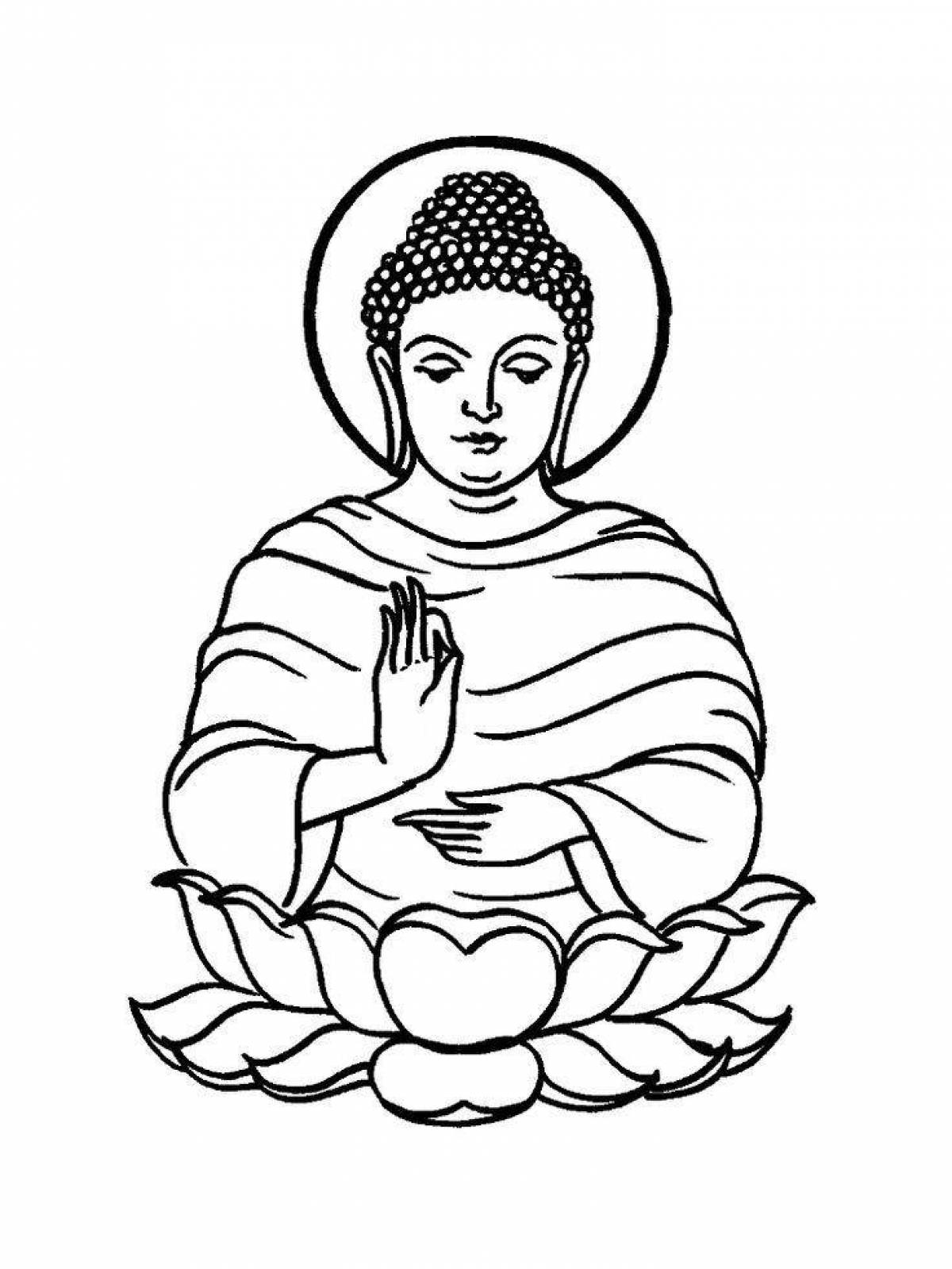 Coloring peaceful buddha