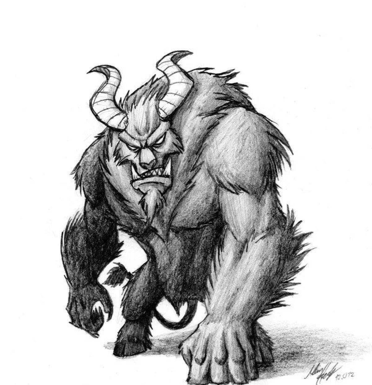 Frightening krampus coloring page