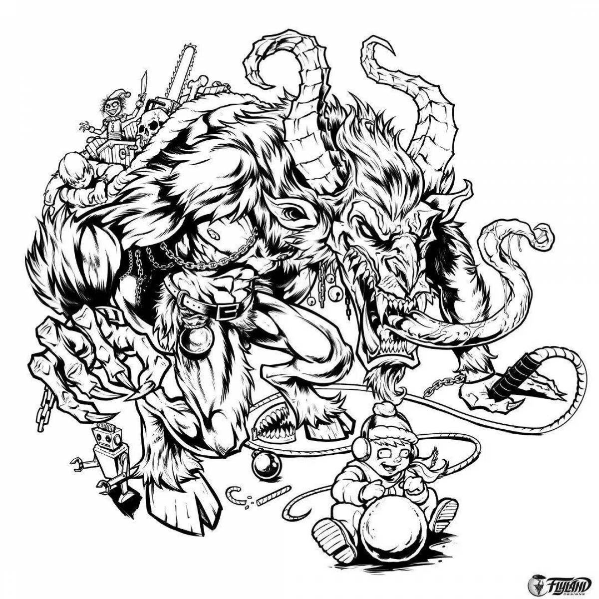 Coloring page scary krampus
