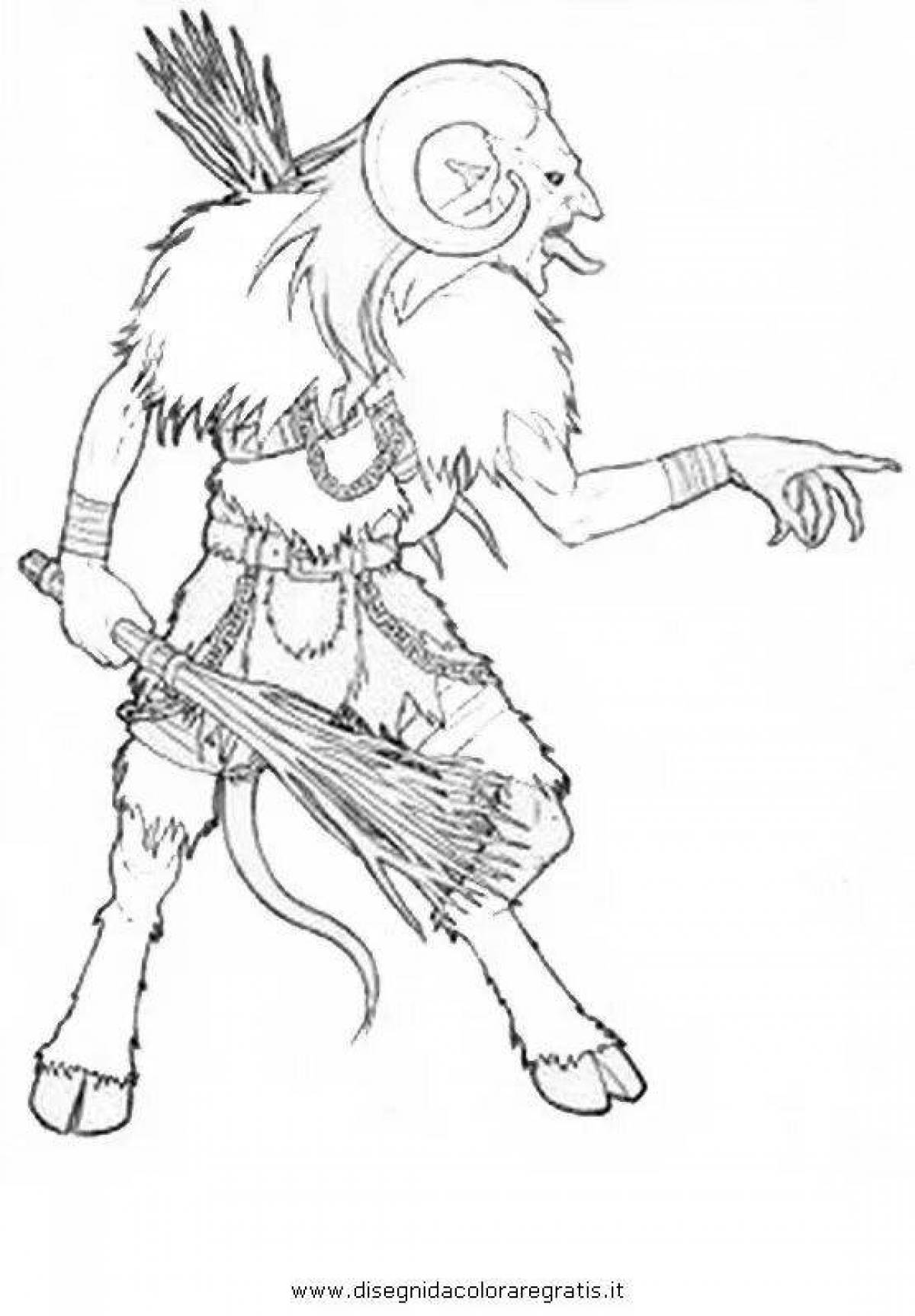 Menacing krampus coloring page