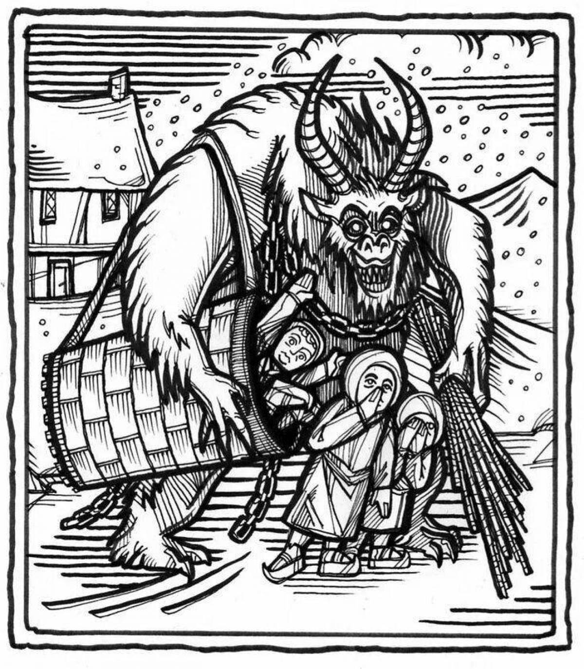 Coloring gloomy krampus