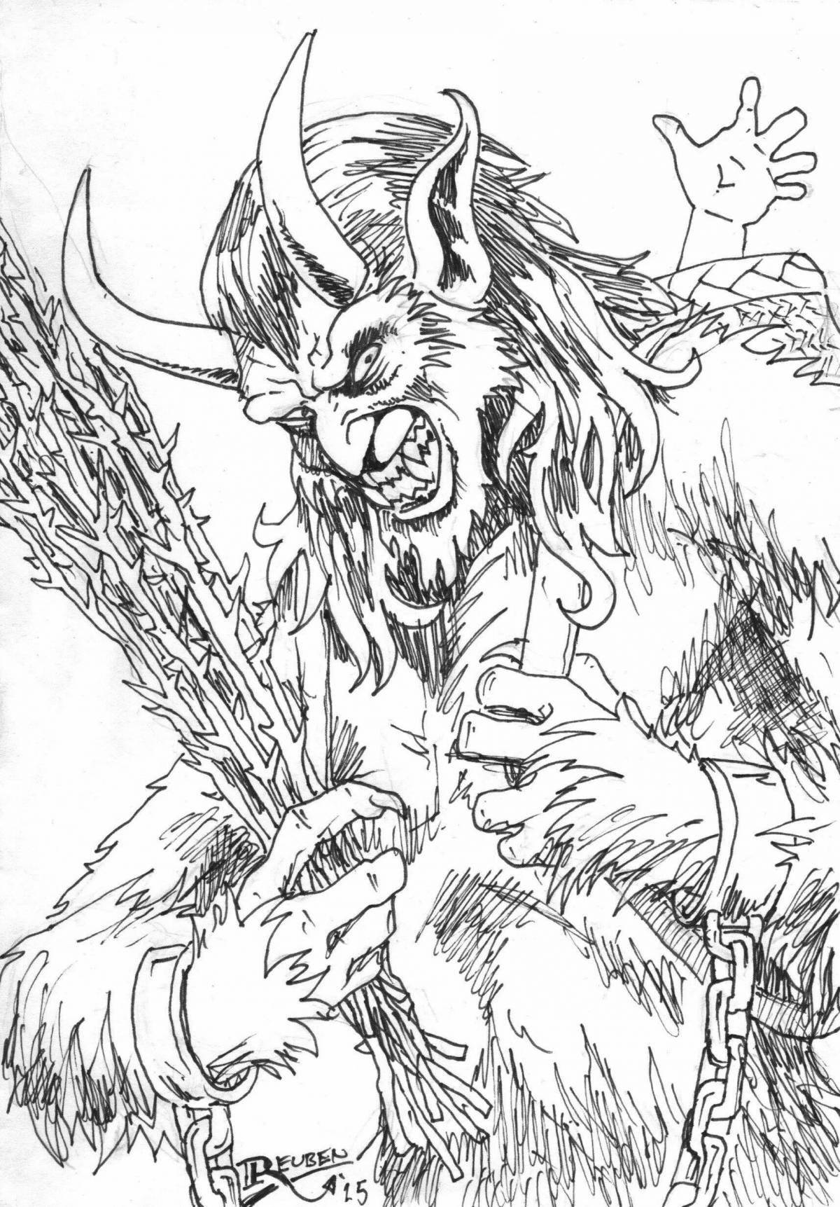 Colorful krampus coloring page