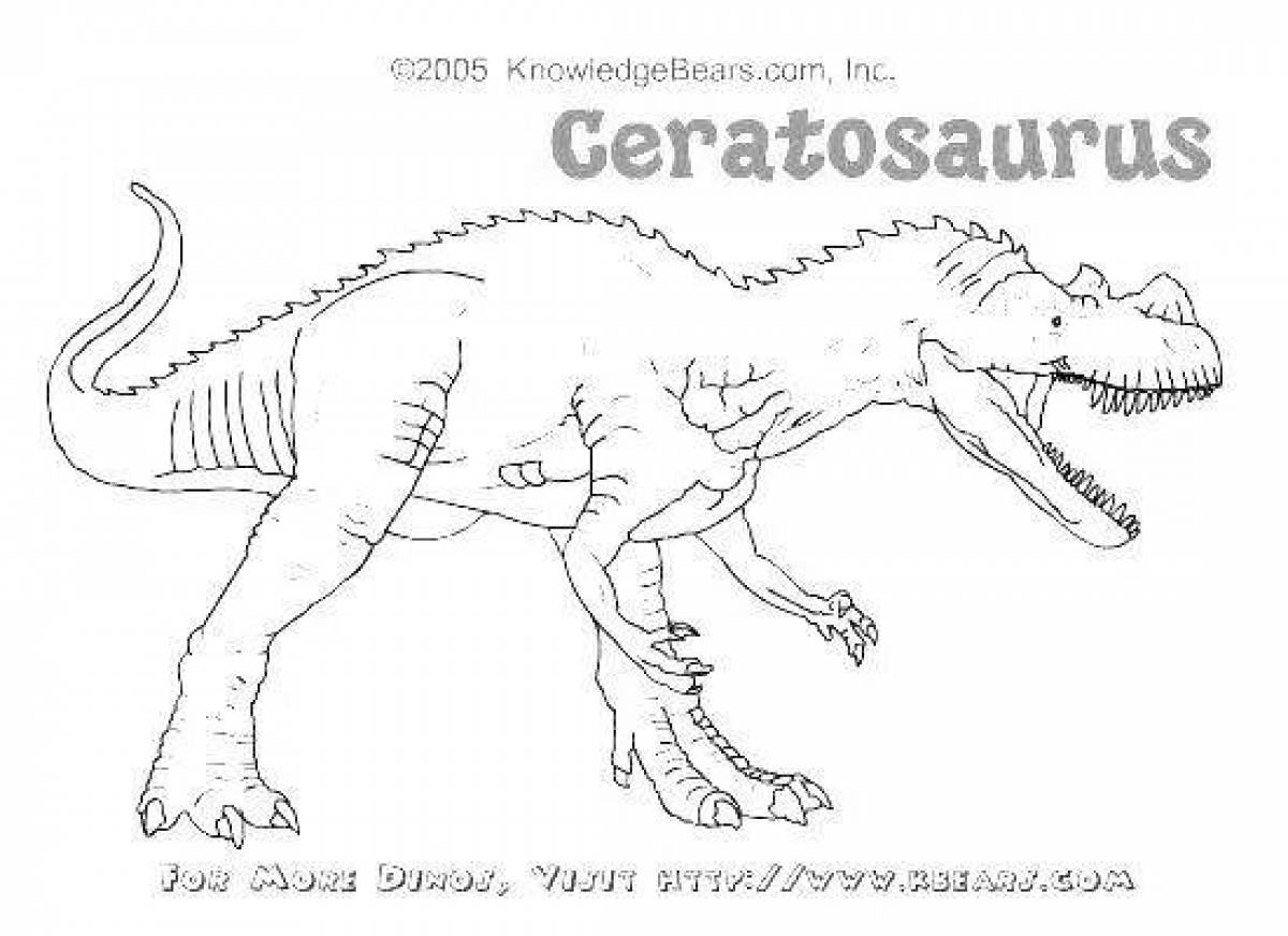 Красочная страница раскраски цератозавр