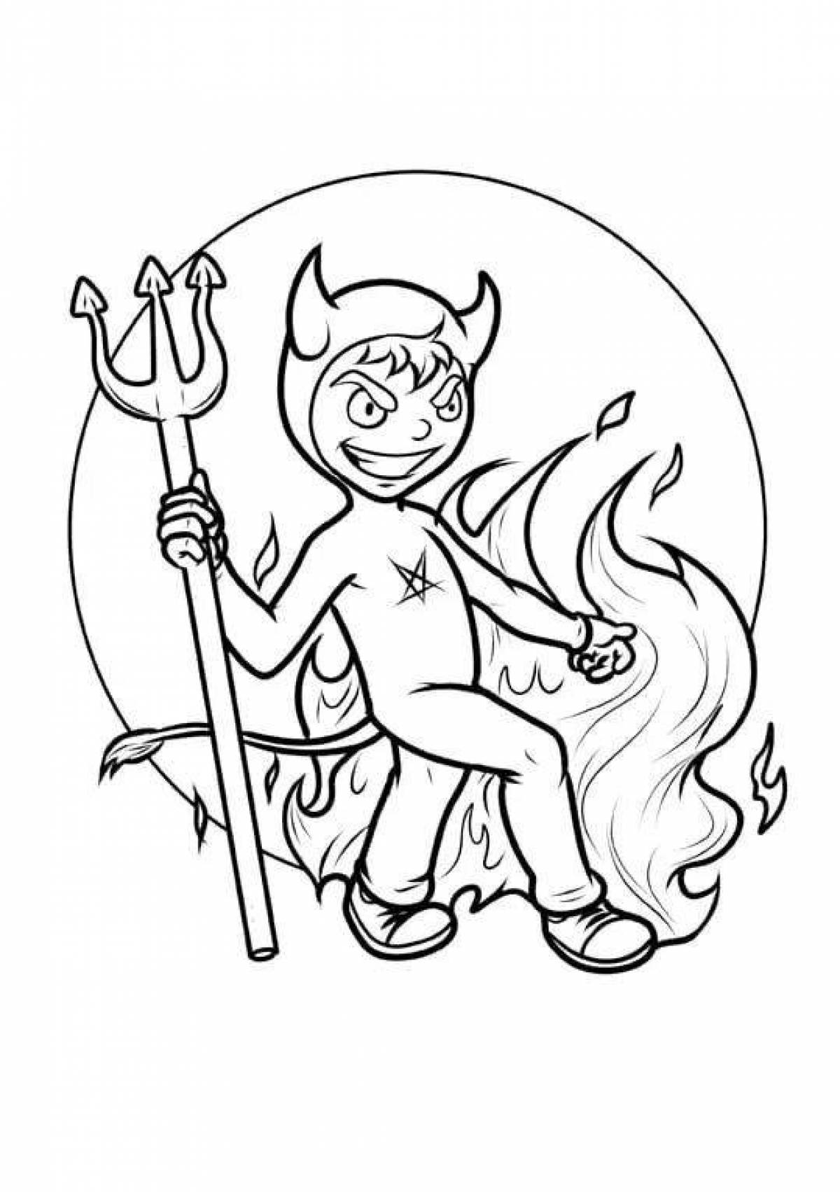 Devil menacing coloring book