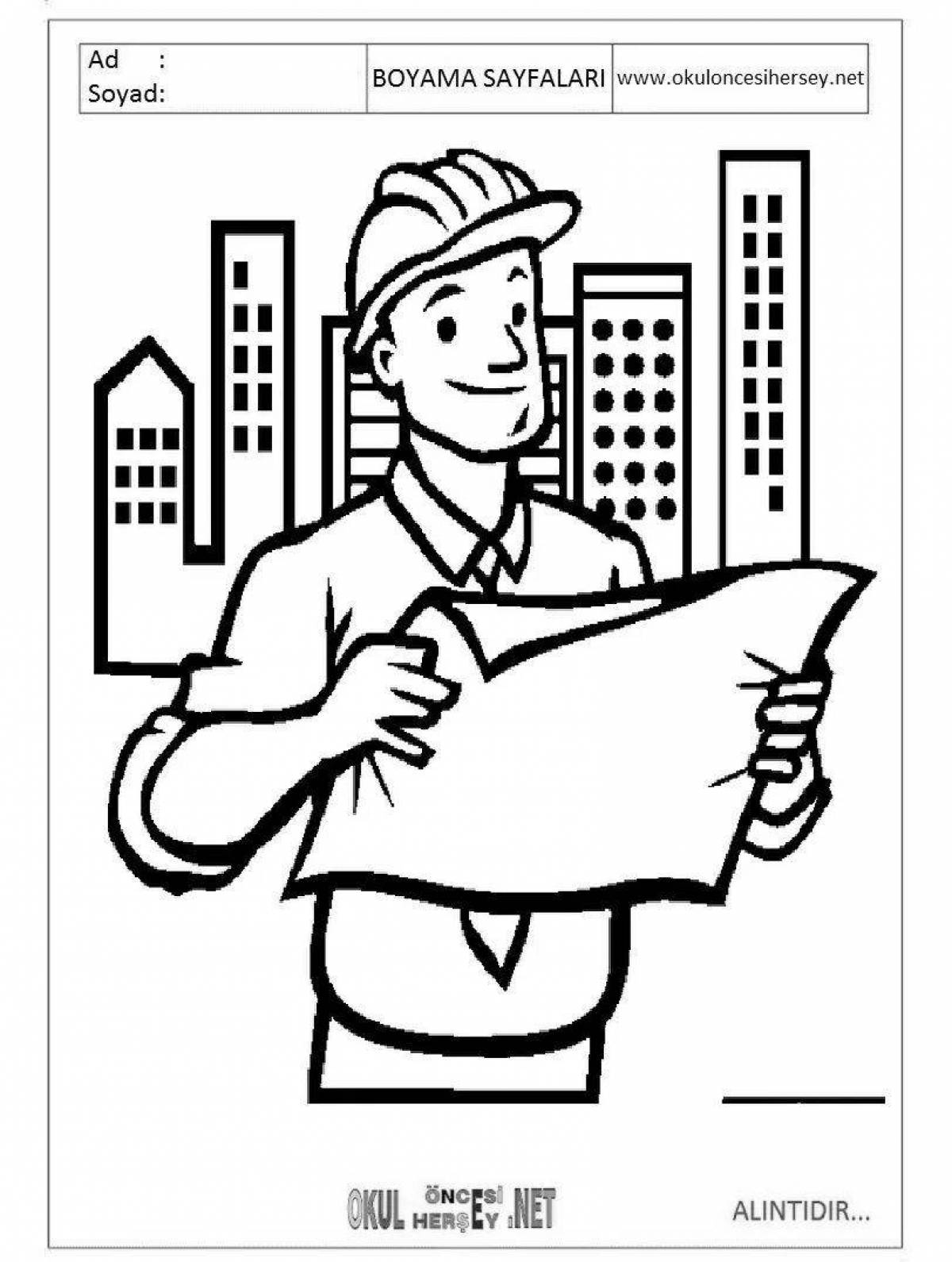 Bright coloring page architect