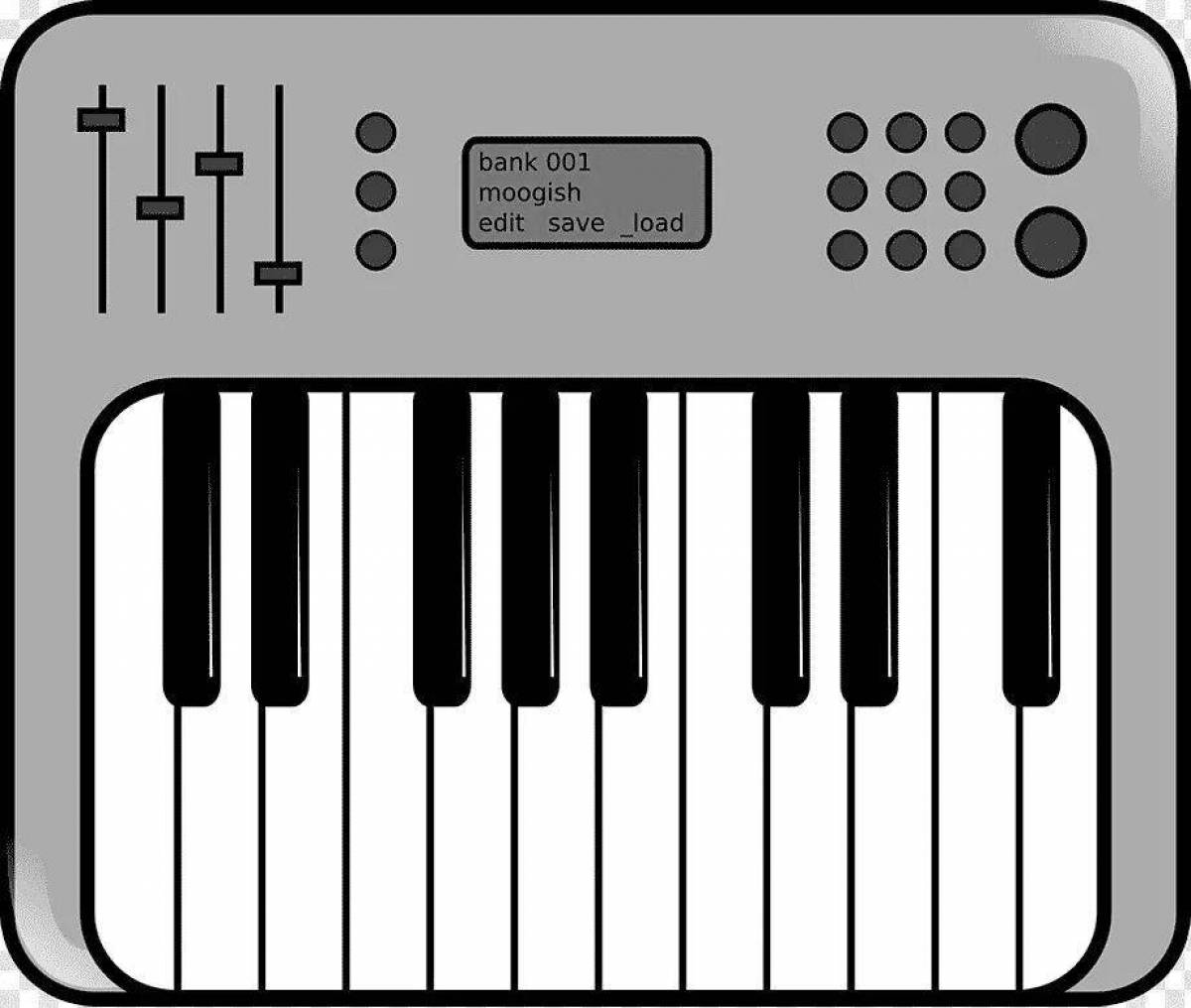 Playful synthesizer coloring page