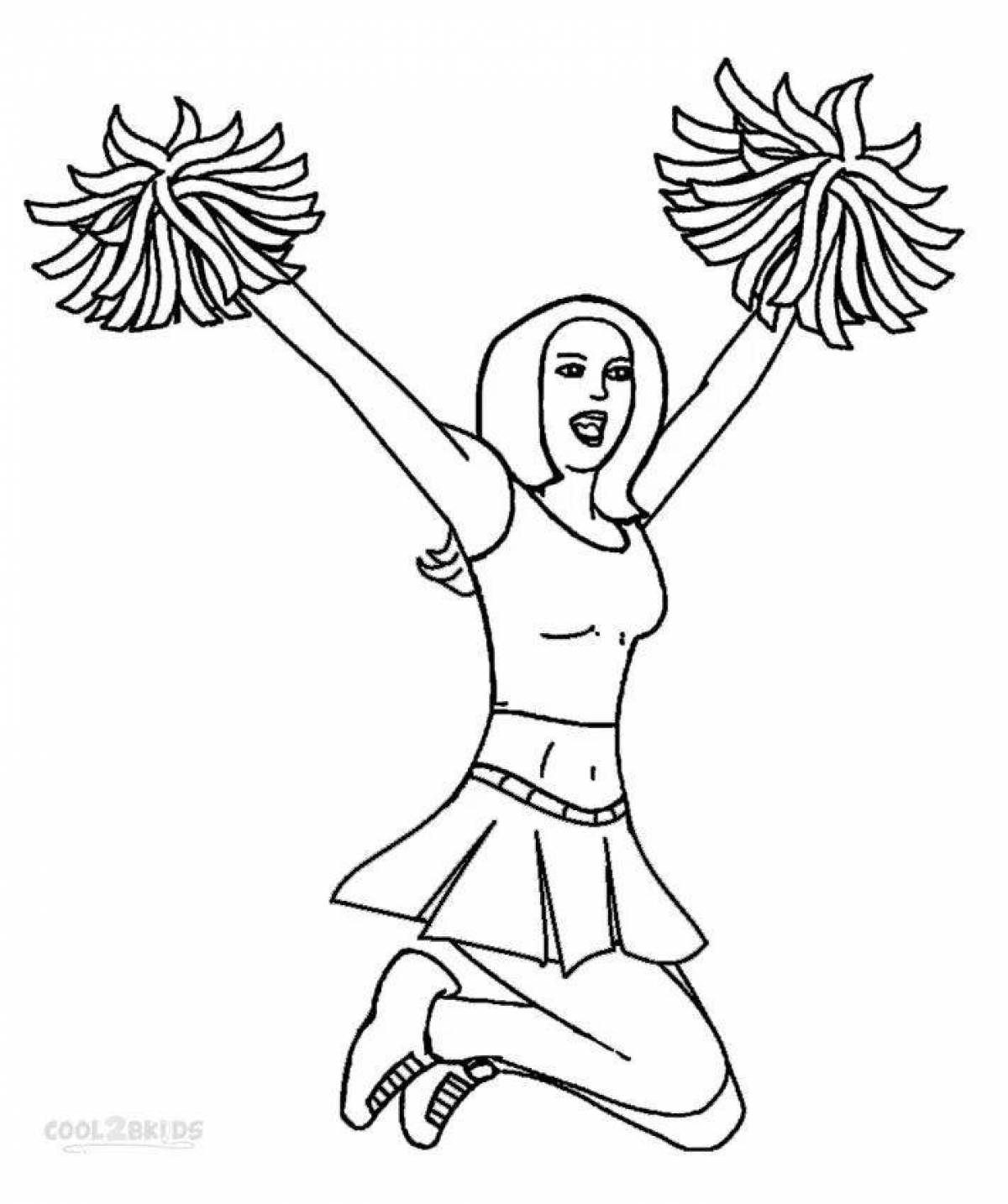 Coloring page cheerful cheerleader