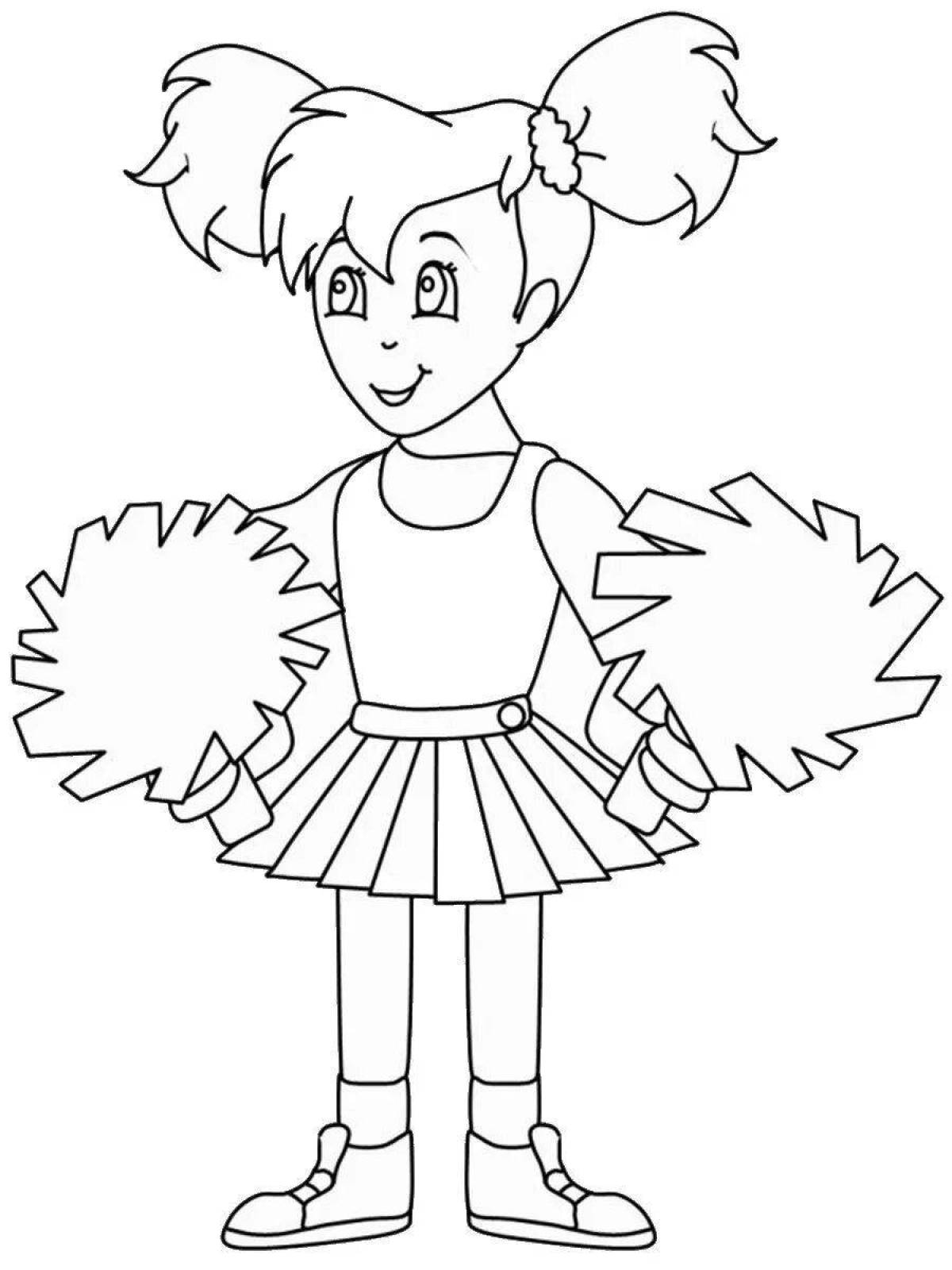 Animated cheerleading coloring page