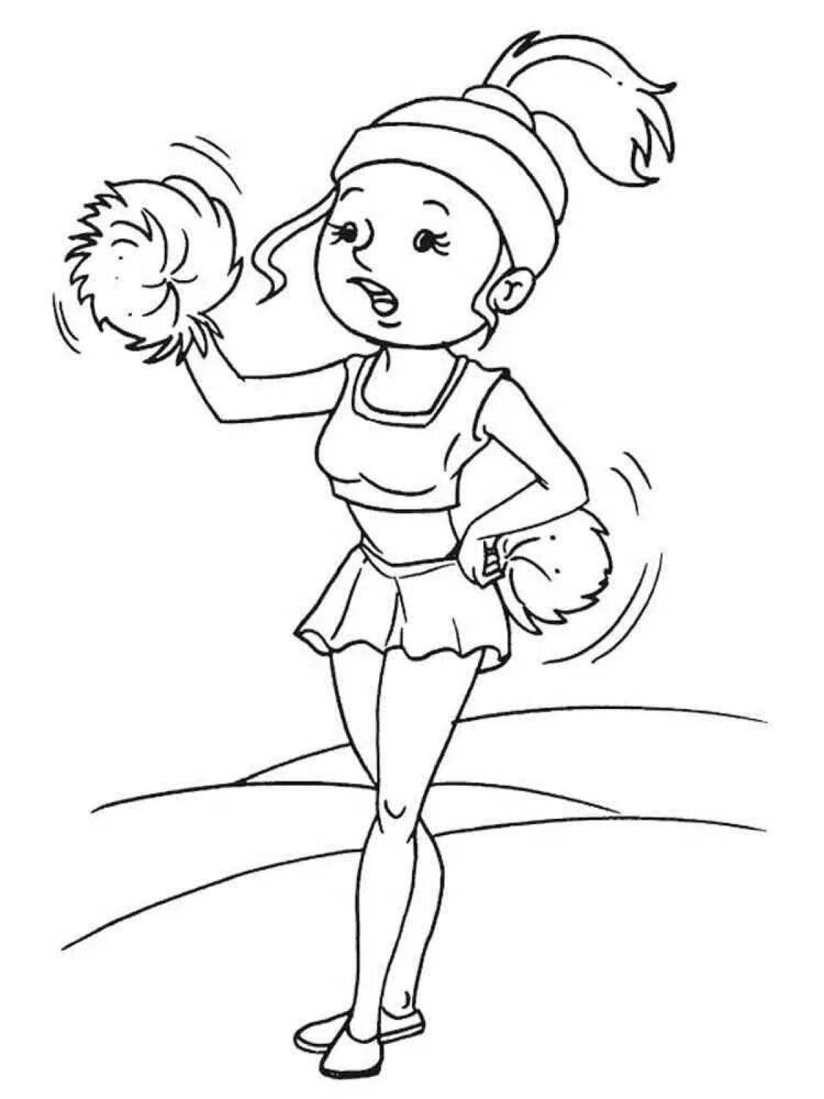 Coloring page bright cheerleader