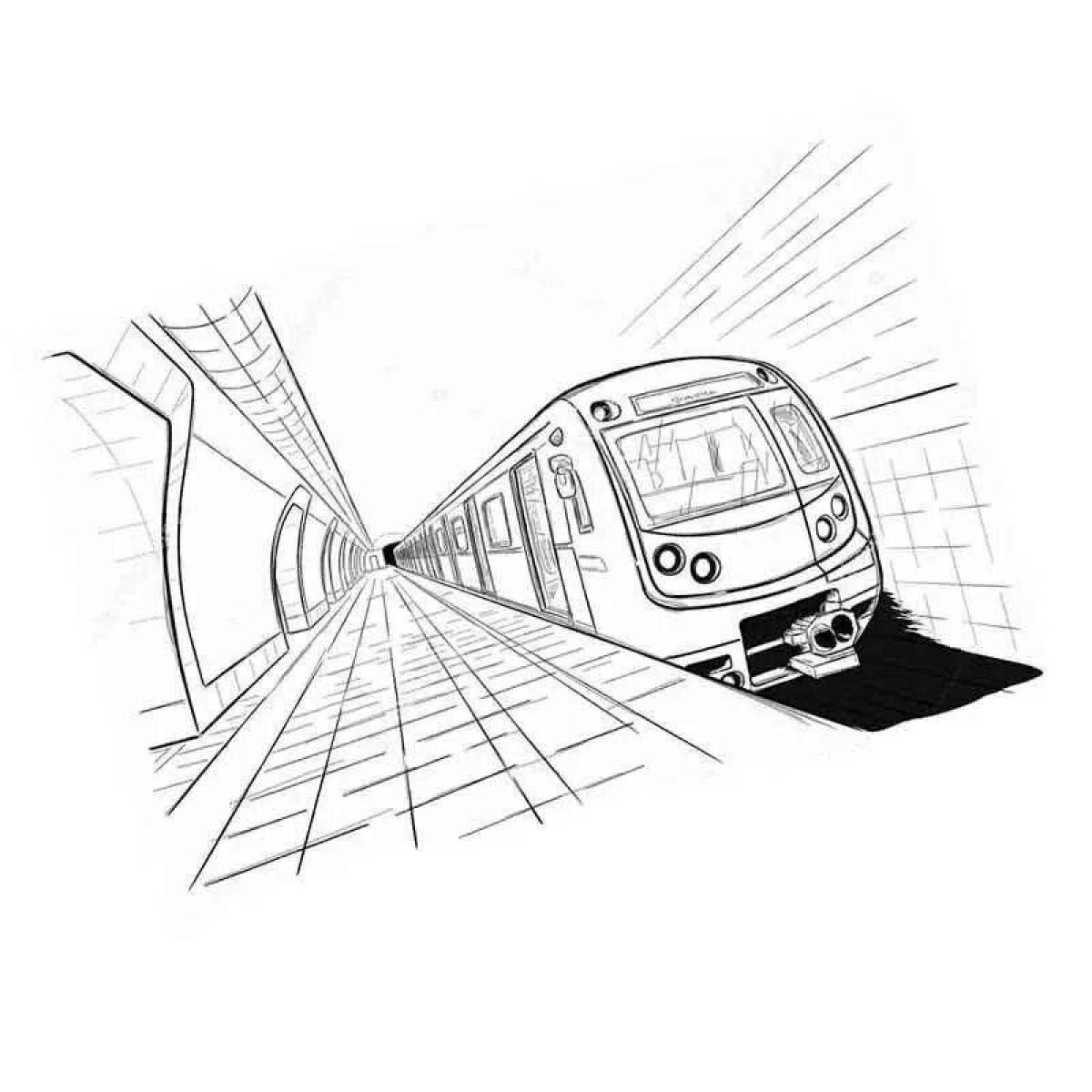 Поезд метро разукрашка