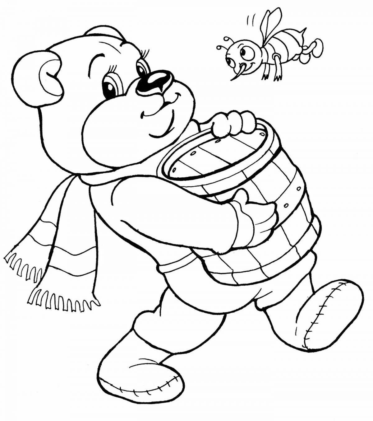 Медведь с медом раскраска для детей