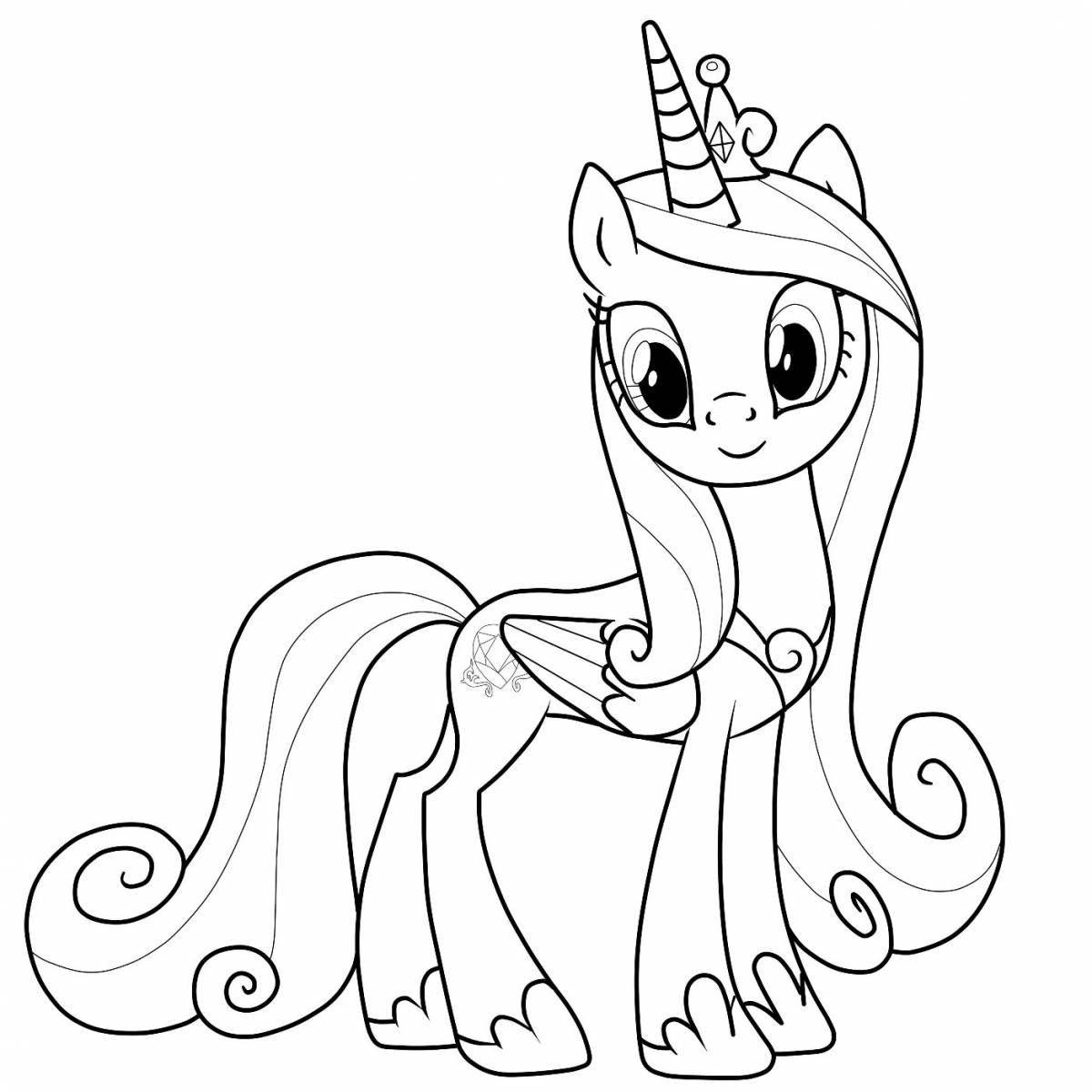 Coloring book sparkling little pony