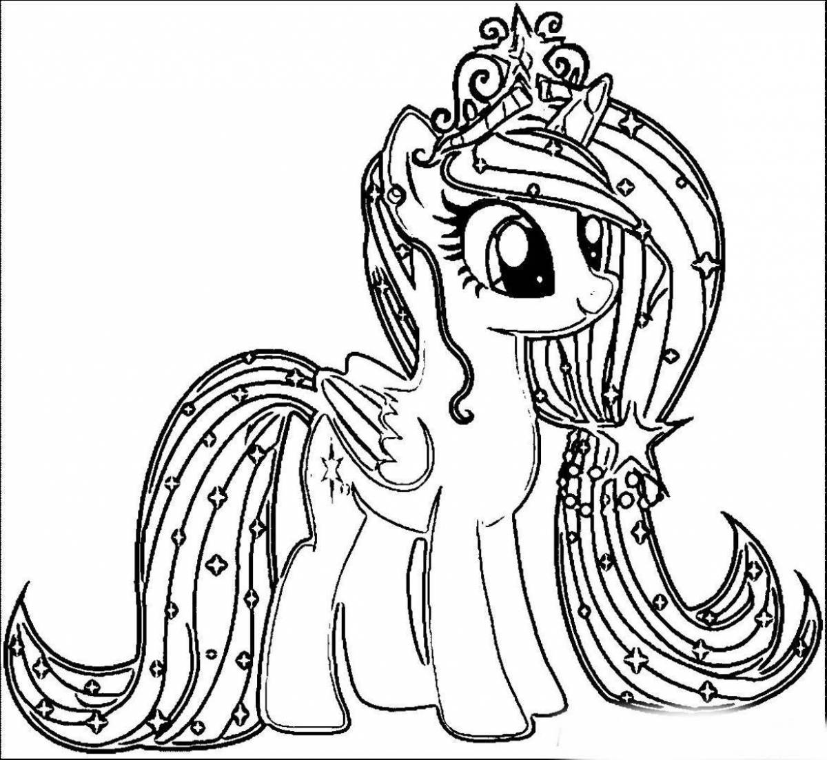 Colorful pony light coloring page