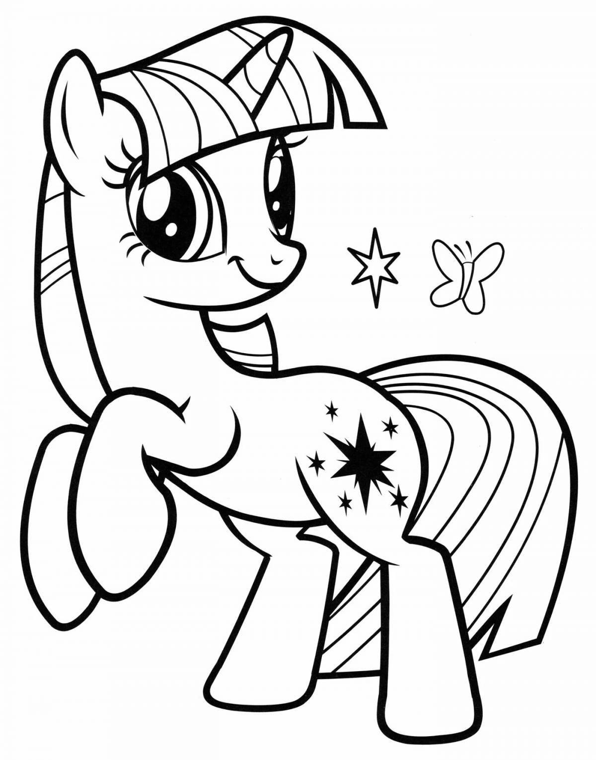 Coloring book glowing pony