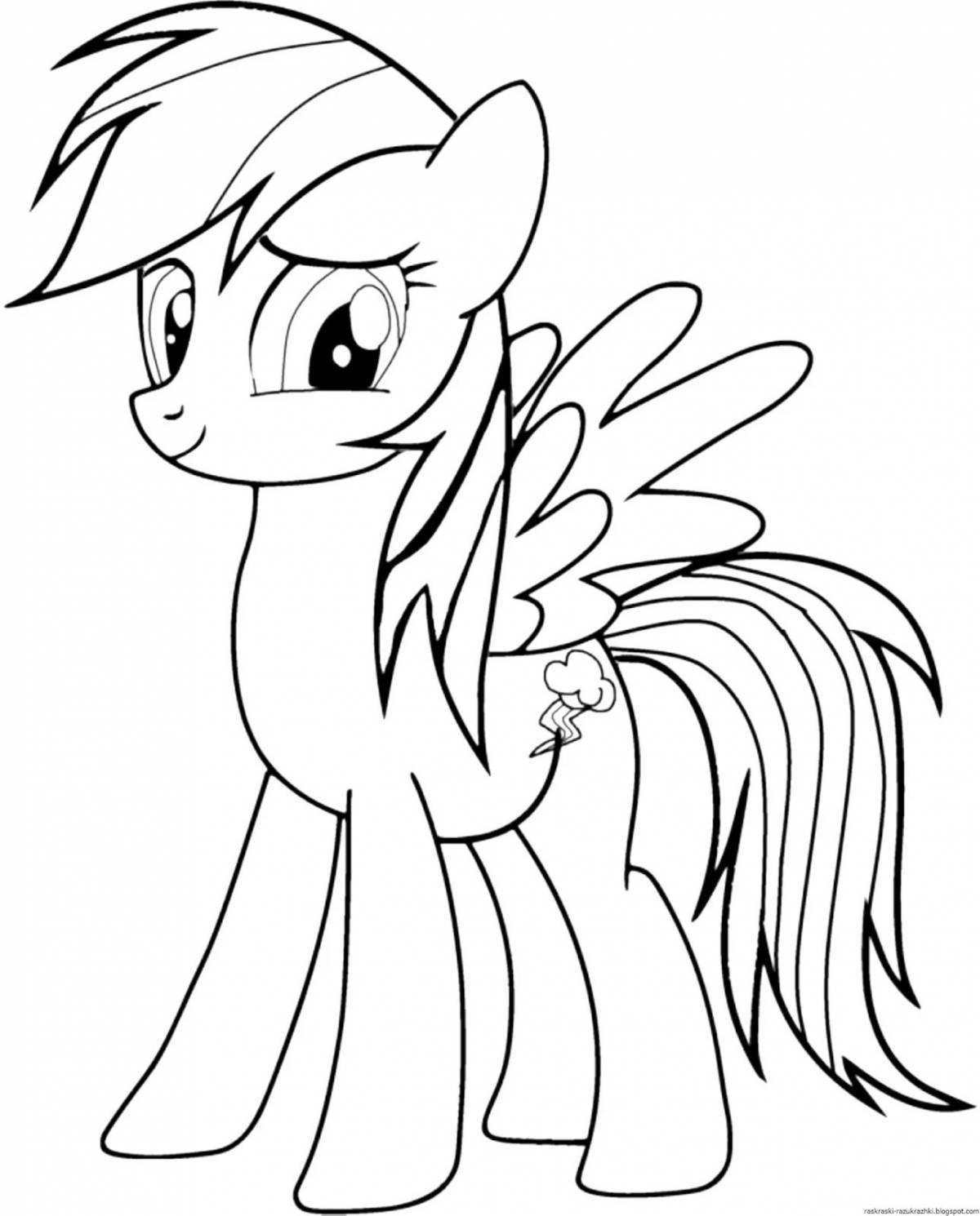 Coloring book shining pony light