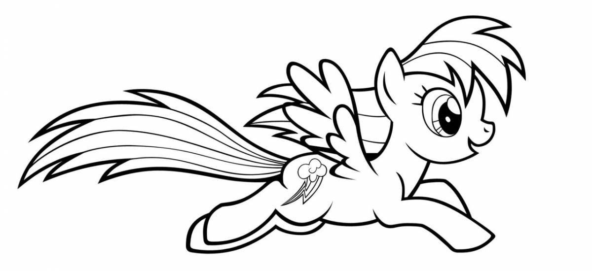 Coloring page joyful pony light