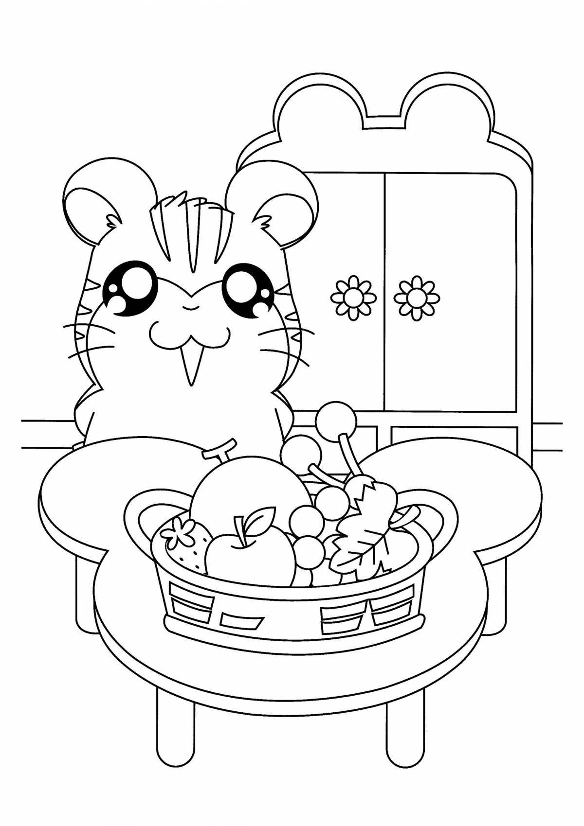 Colorful coloring pages with hamsters