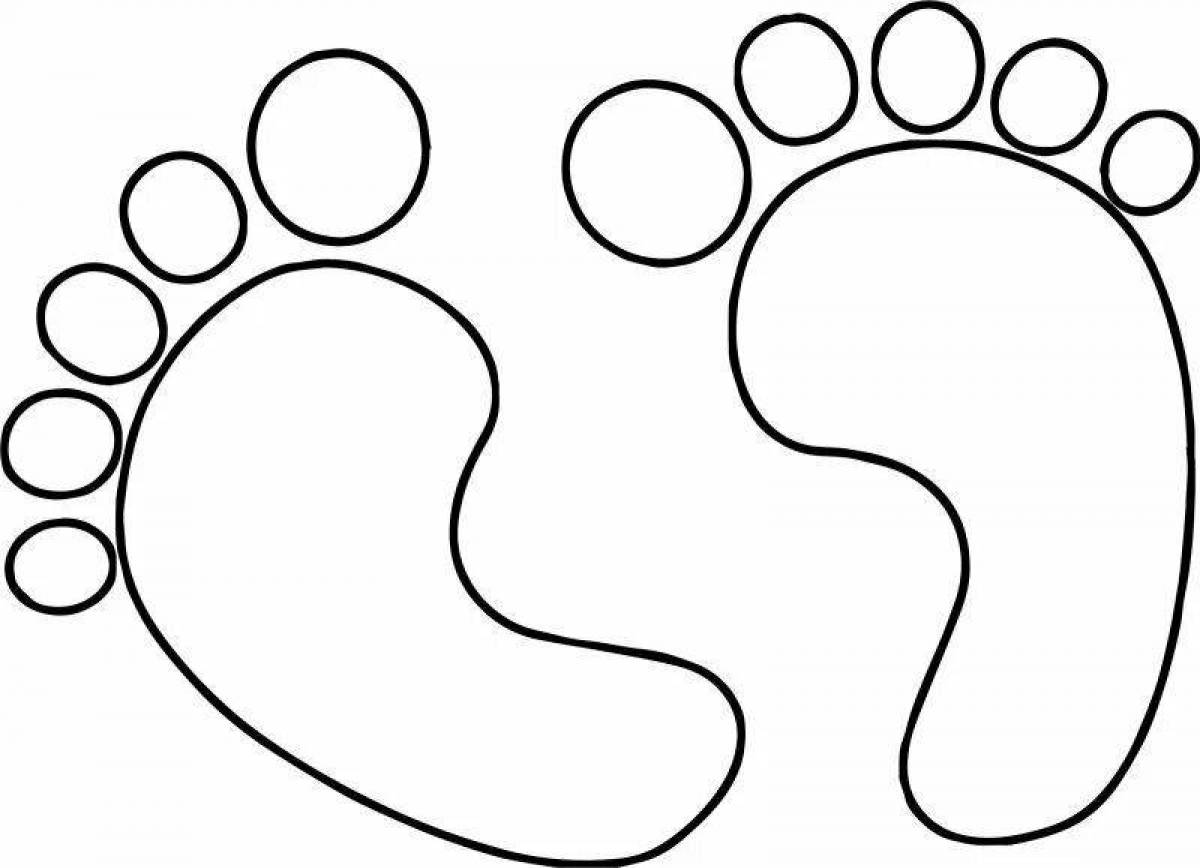 Coloring page flickering human footprints
