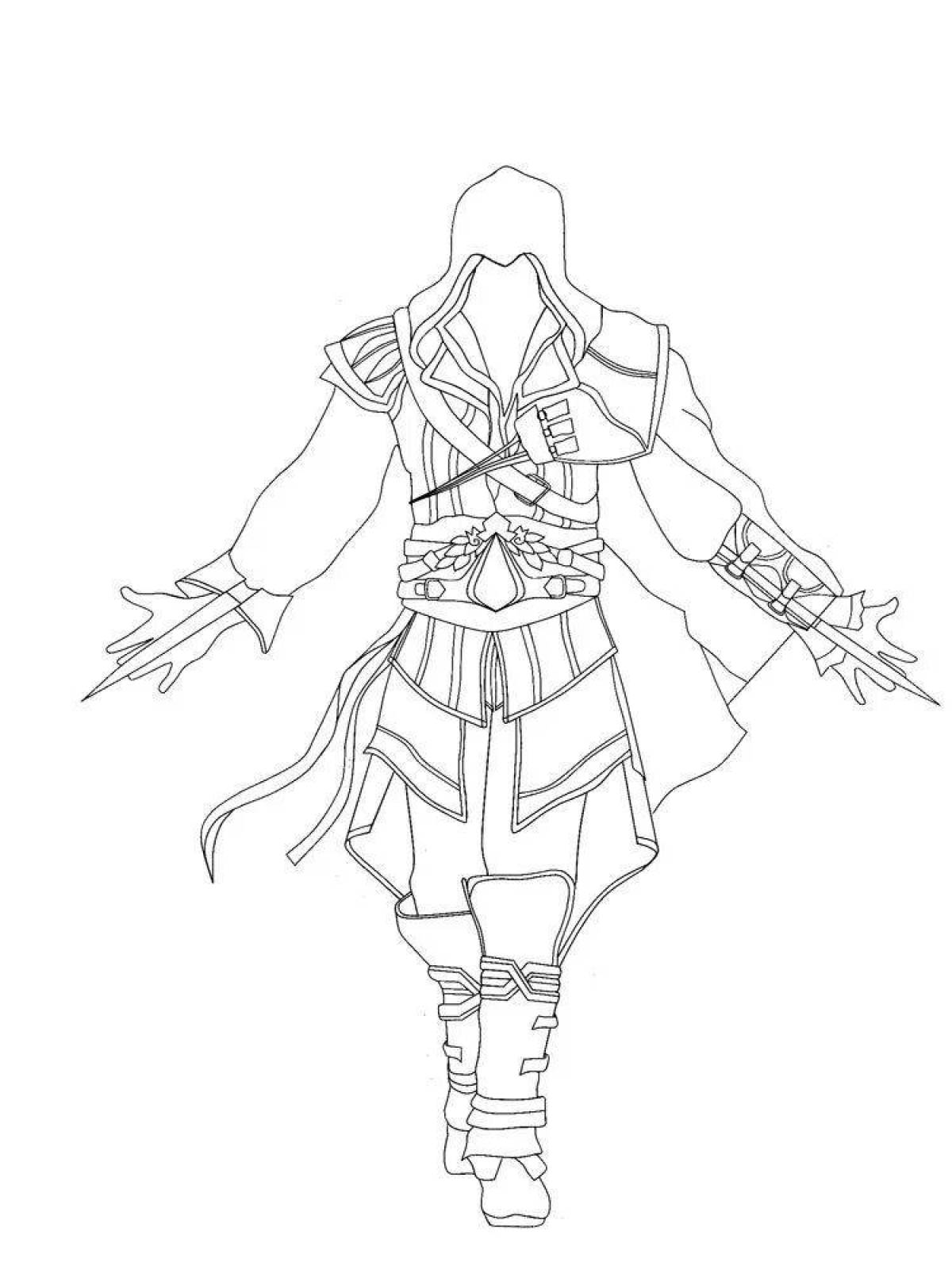 Colorful assassinscreed coloring page