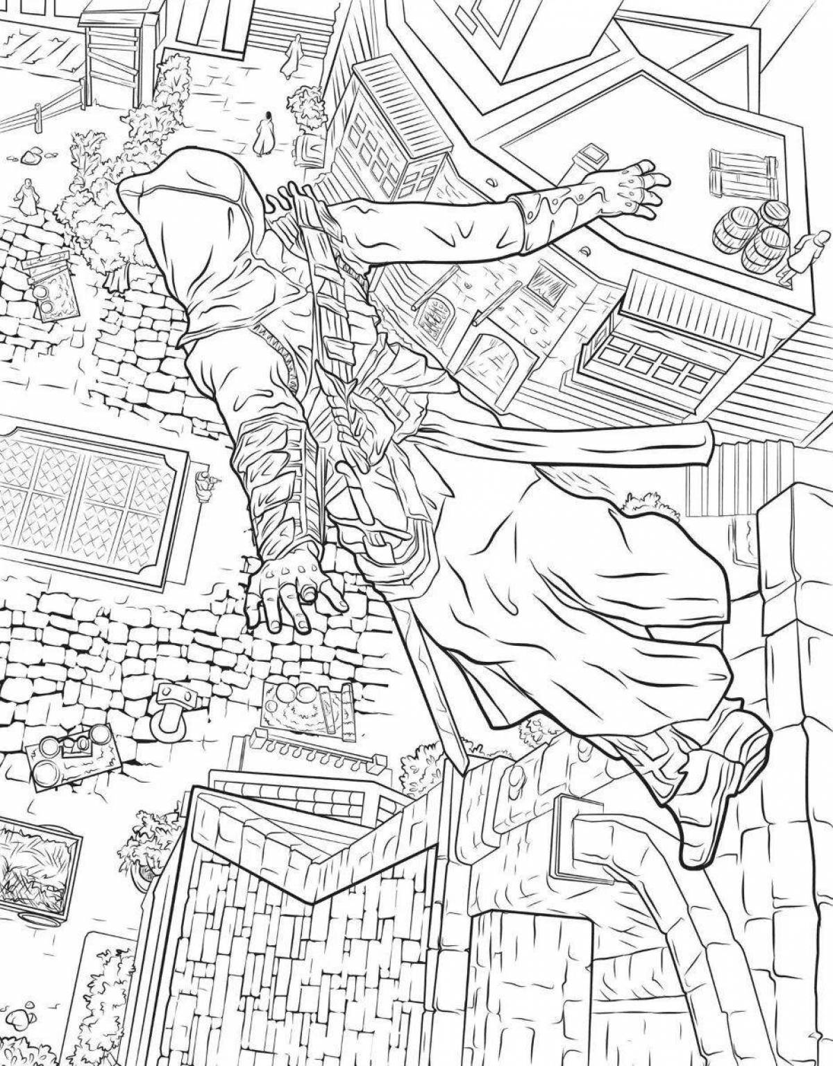 Detailed assassinscreed coloring page