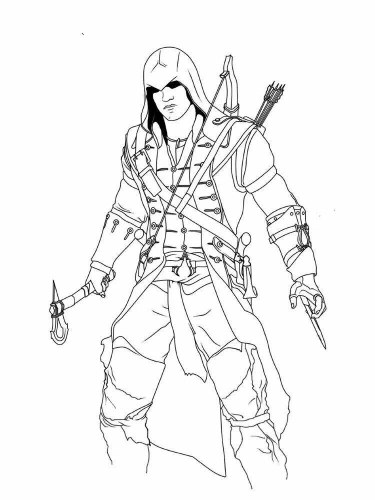 Playful assassinscreed coloring page