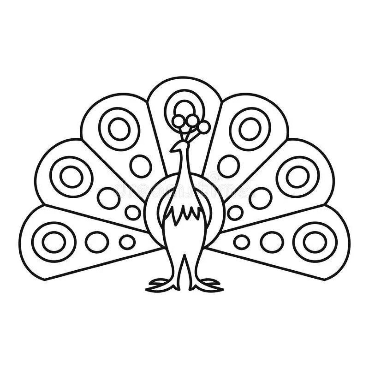 Colorful coloring of the peacock mascot