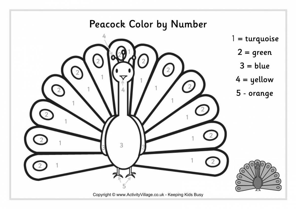 Photo Violent coloring peacock mascot