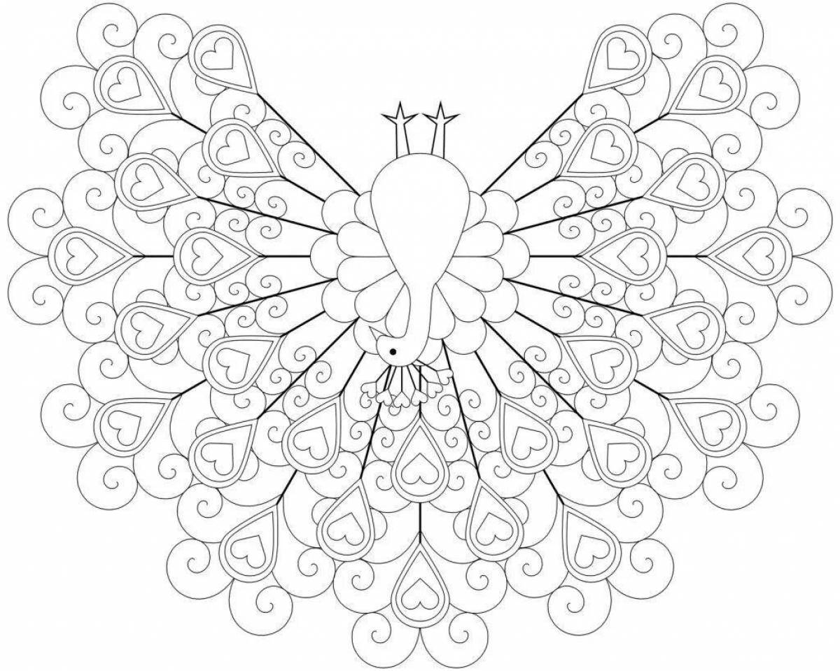 Photo Grand coloring page peacock talisman