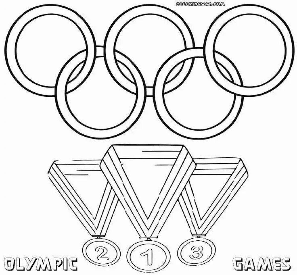 Joyful olympic flag coloring page