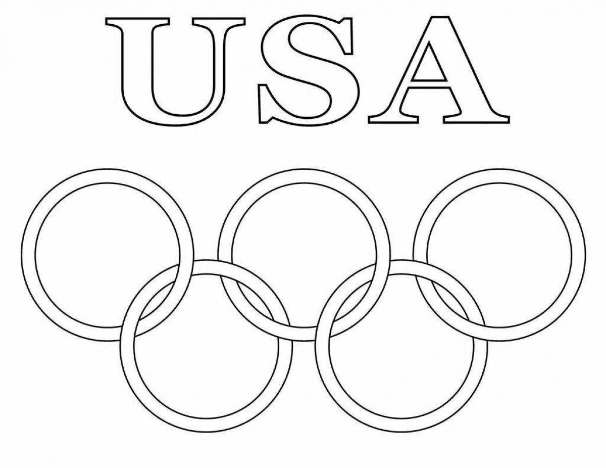 Игривая страница раскраски олимпийского флага