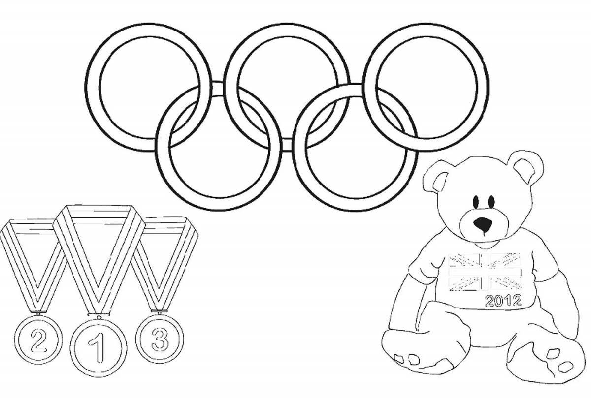 Dynamic Olympic flag coloring page
