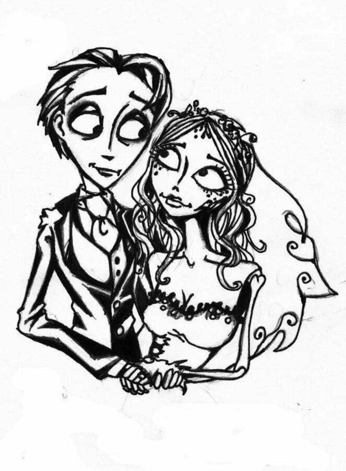 Spooky corpse bride coloring book