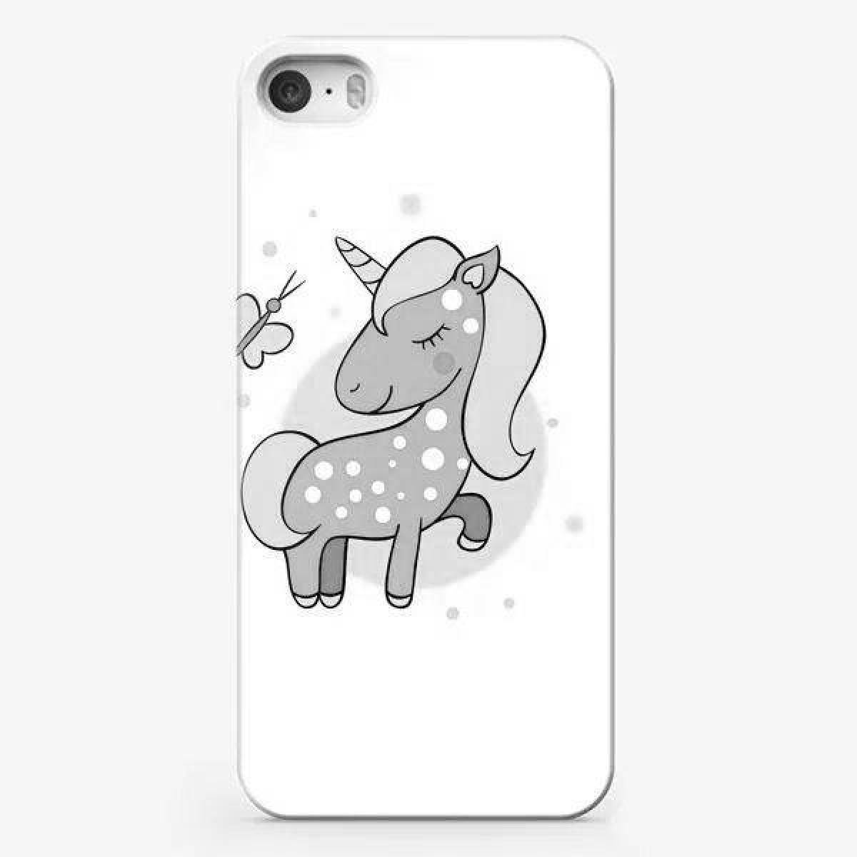 Joyful phone unicorn coloring