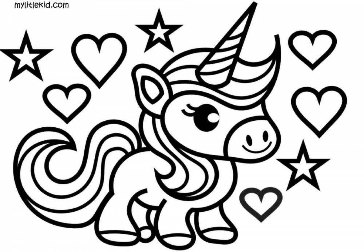 Playful phone unicorn coloring book