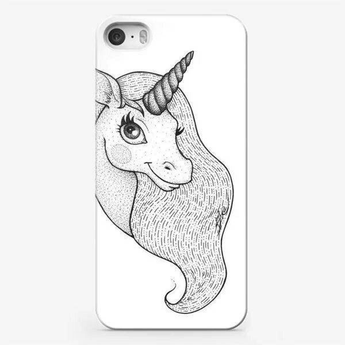 Fancy phone unicorn coloring book