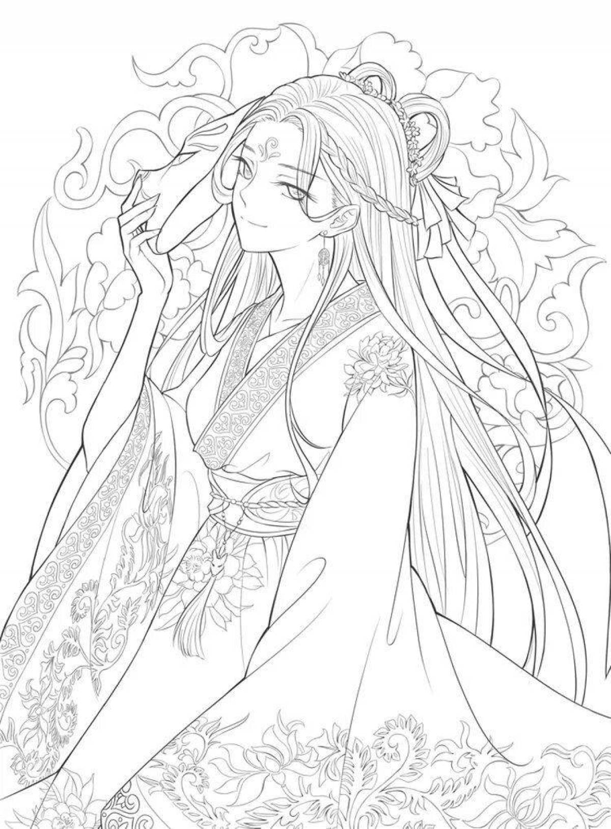 Chinese women coloring page