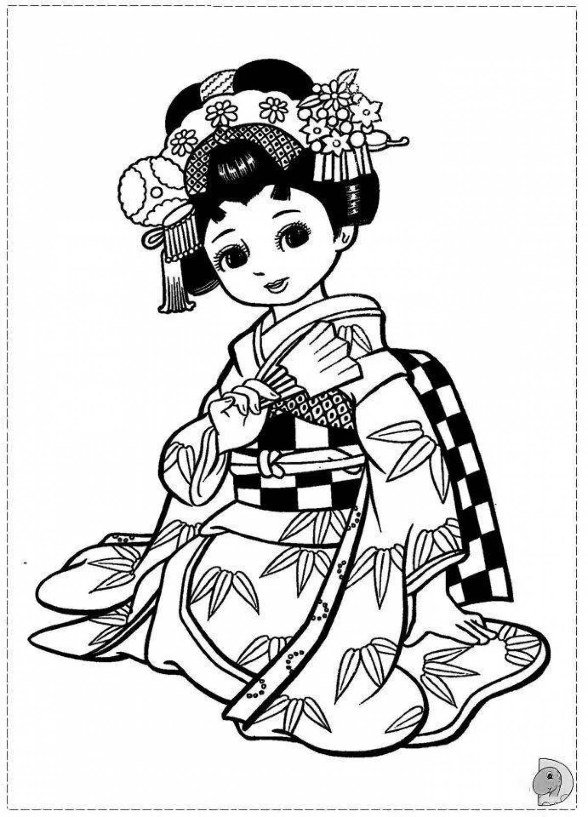 Coloring book exquisite Chinese girls