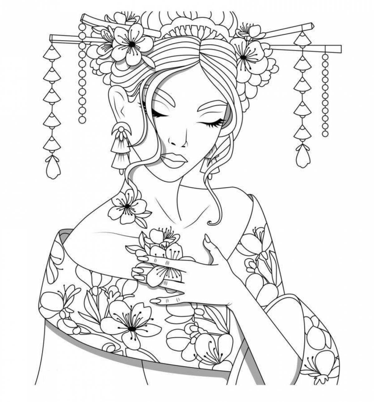 Chinese live girls coloring pages