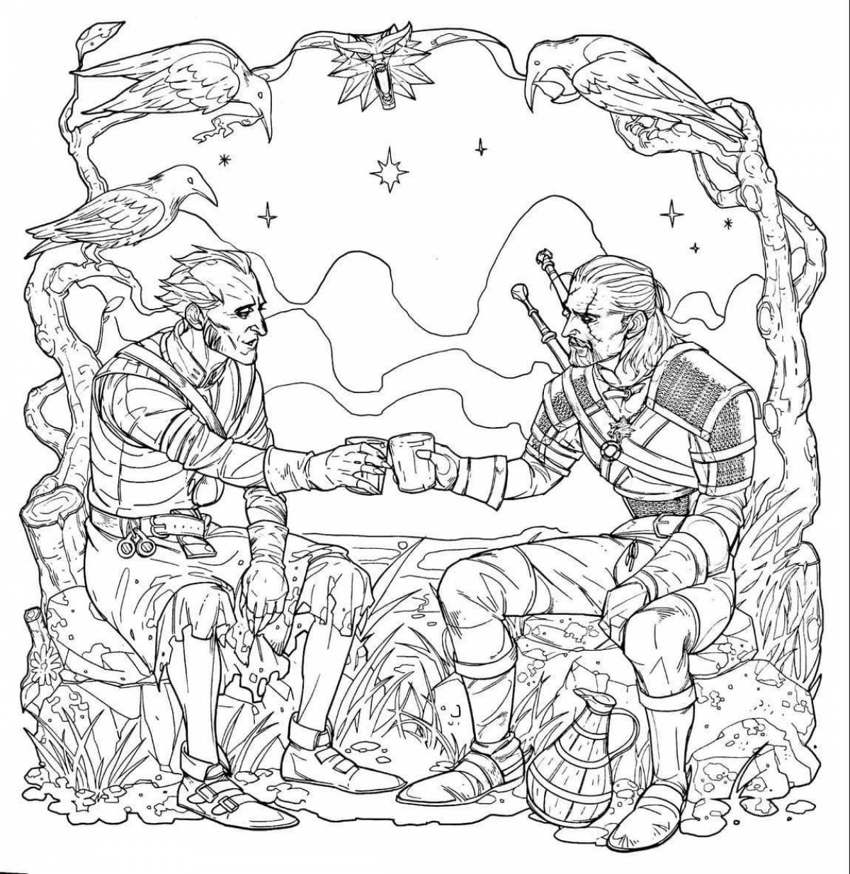 Brightly colored witcher 3 coloring page