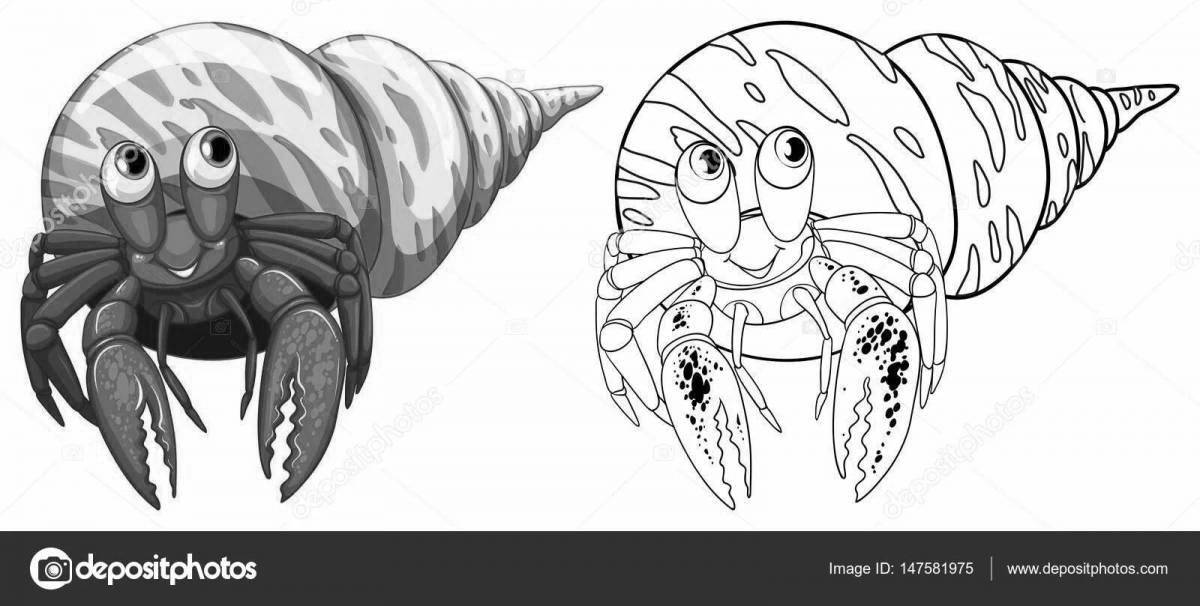 Coloring page happy hermit crab