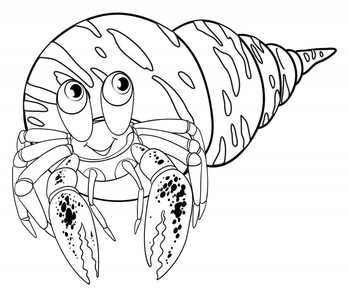 Glowing hermit crab coloring page