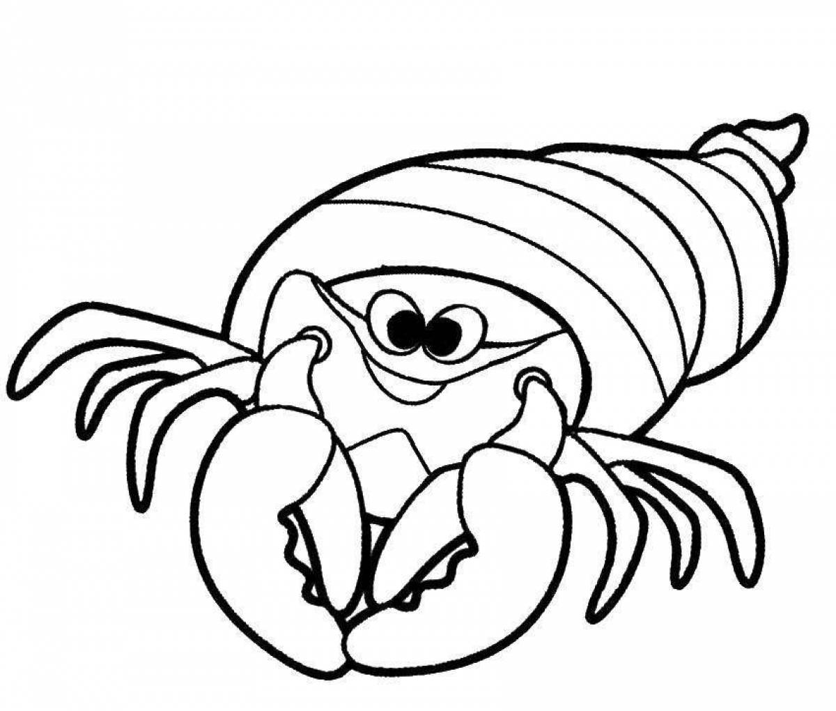 Adorable hermit crab coloring page