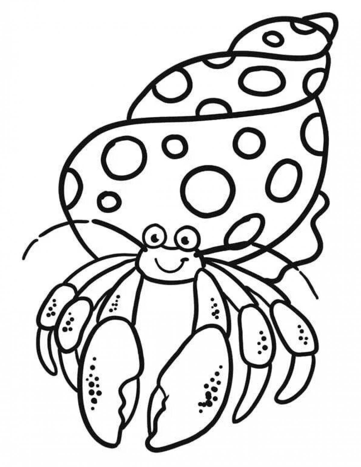Adorable hermit crab coloring page